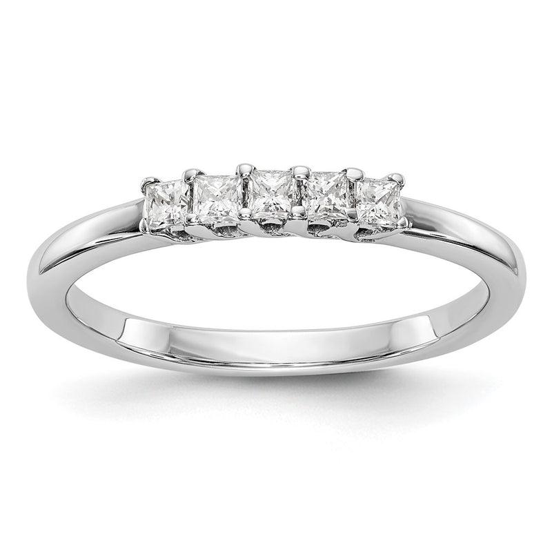 14K White Gold 5-Stone Real Diamond Band