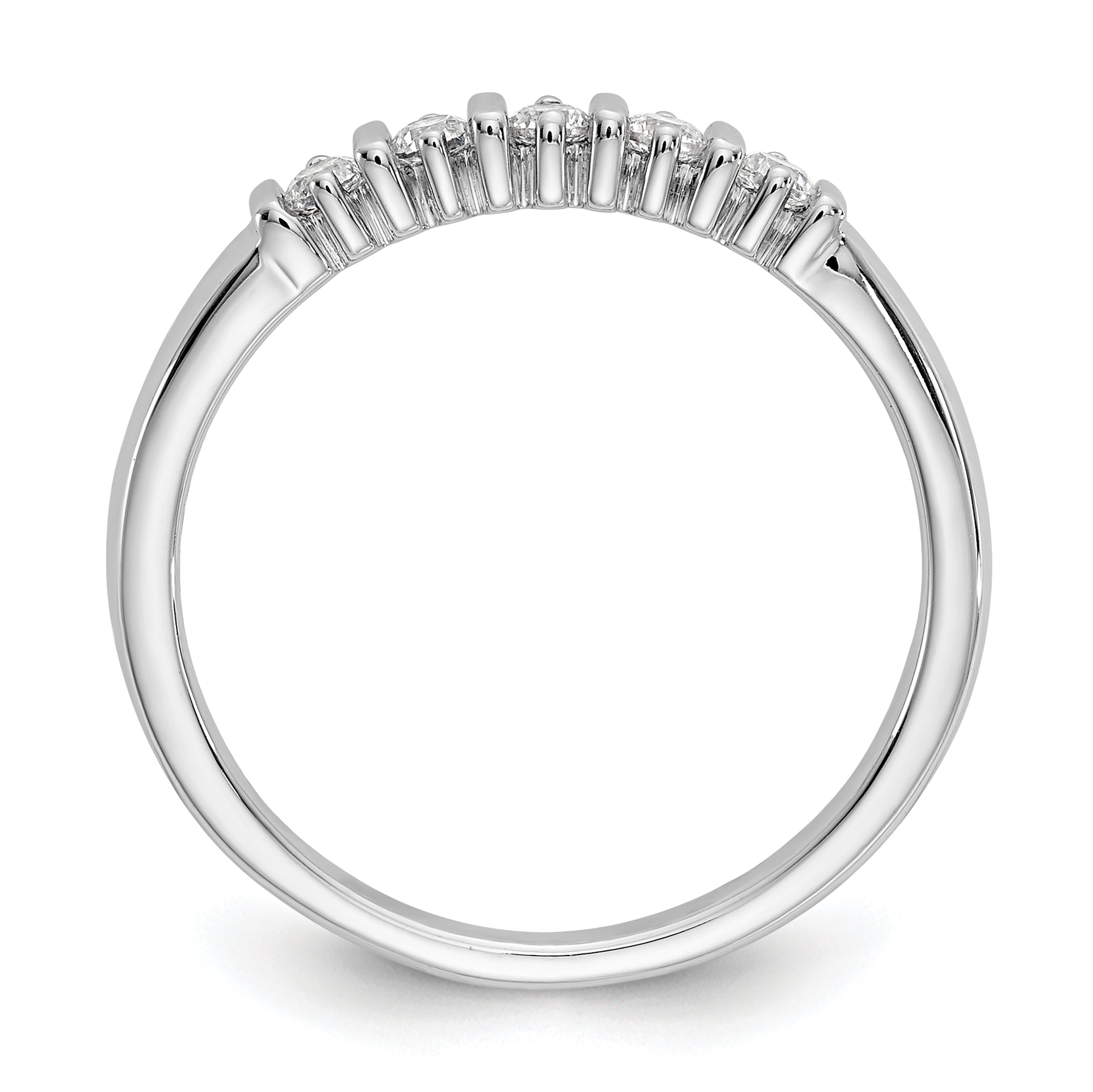 0.25ct. CZ Solid Real 14K White Gold 5-Stone Wedding Band Ring