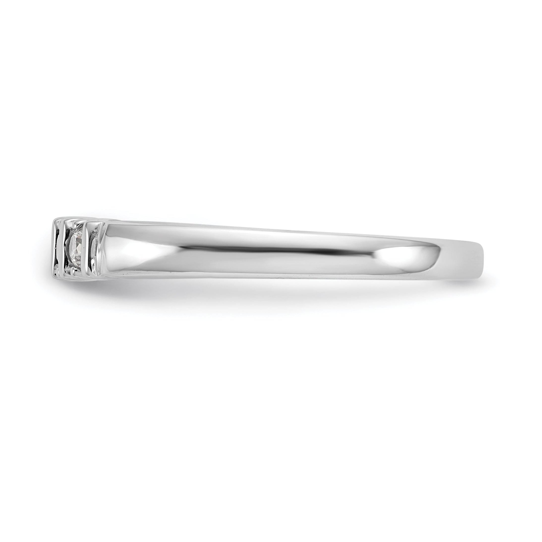 0.25ct. CZ Solid Real 14K White Gold 5-Stone Wedding Band Ring