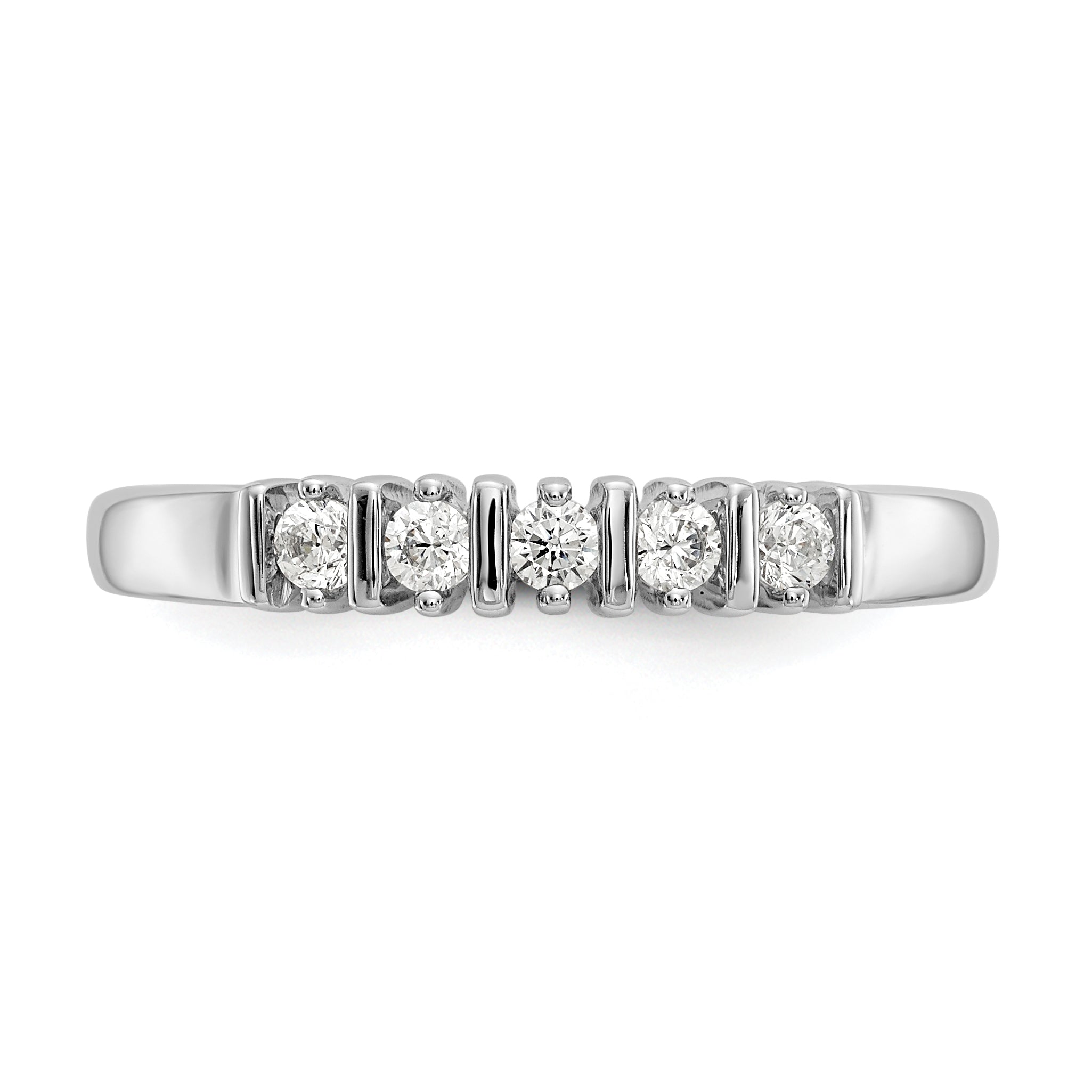 0.25ct. CZ Solid Real 14K White Gold 5-Stone Wedding Band Ring