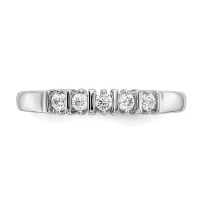 0.25ct. CZ Solid Real 14K White Gold 5-Stone Wedding Band Ring