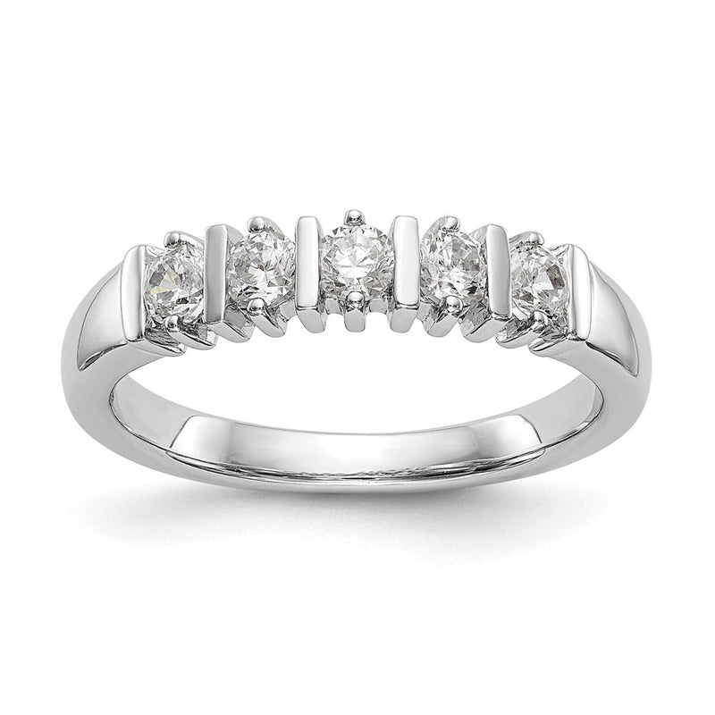 14K White Gold 5-Stone Real Diamond Band
