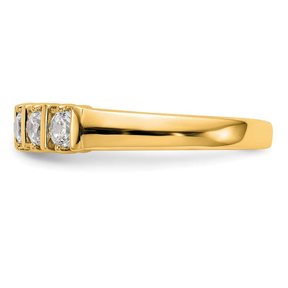 0.25ct. CZ Solid Real 14K Yellow Gold 5-Stone Wedding Band Ring