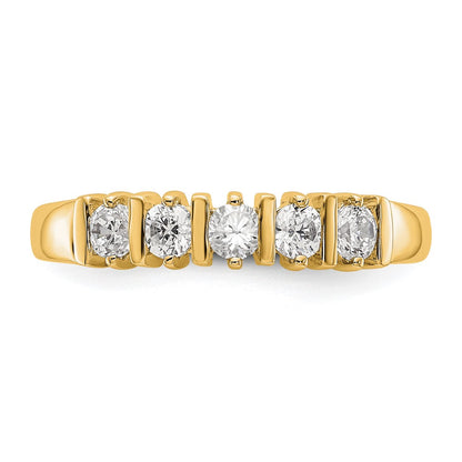0.25ct. CZ Solid Real 14K Yellow Gold 5-Stone Wedding Band Ring