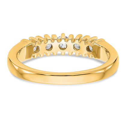 0.25ct. CZ Solid Real 14K Yellow Gold 5-Stone Wedding Band Ring