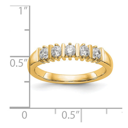 0.25ct. CZ Solid Real 14K Yellow Gold 5-Stone Wedding Band Ring