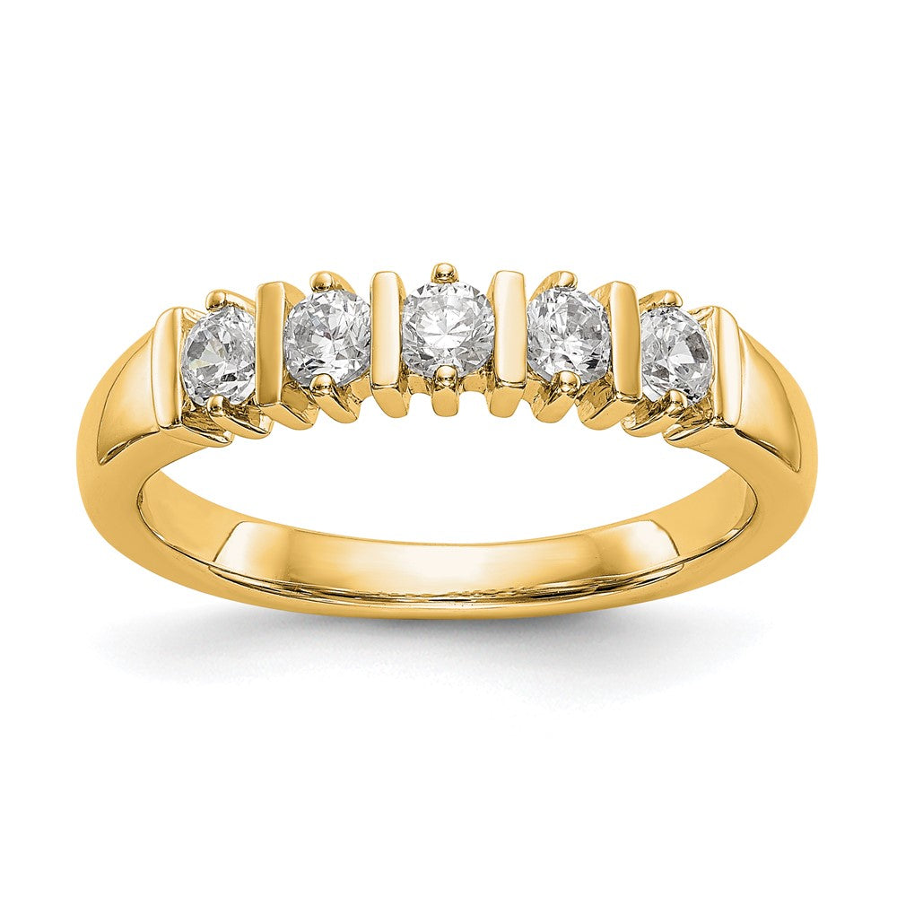 0.25ct. CZ Solid Real 14K Yellow Gold 5-Stone Wedding Band Ring