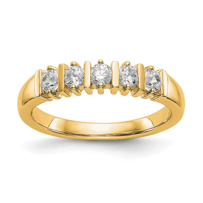 0.25ct. CZ Solid Real 14K Yellow Gold 5-Stone Wedding Band Ring