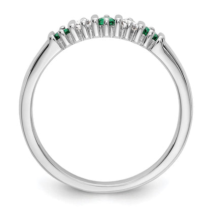14k White Gold Real Diamond w/Emerald Band