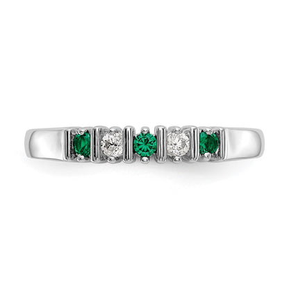 14k White Gold Real Diamond w/Emerald Band