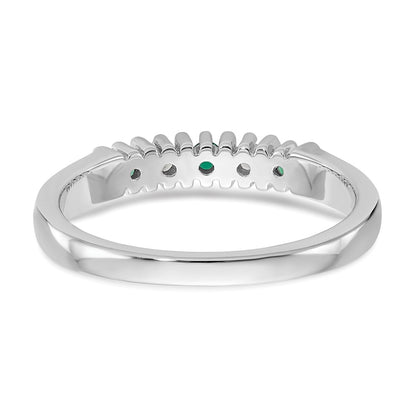 14k White Gold Real Diamond w/Emerald Band