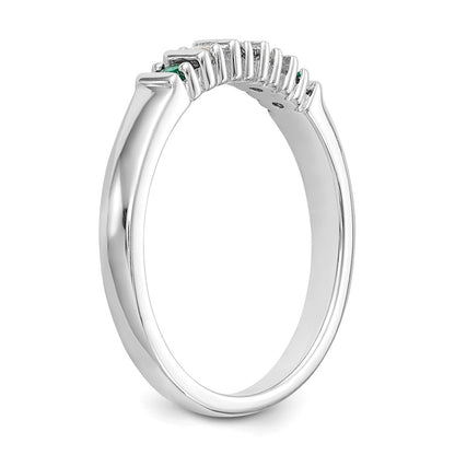 14k White Gold Real Diamond w/Emerald Band