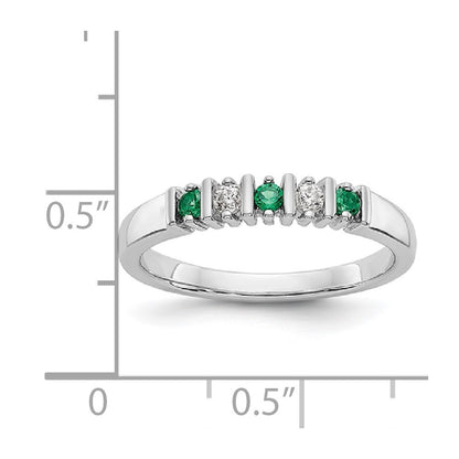 14k White Gold Real Diamond w/Emerald Band