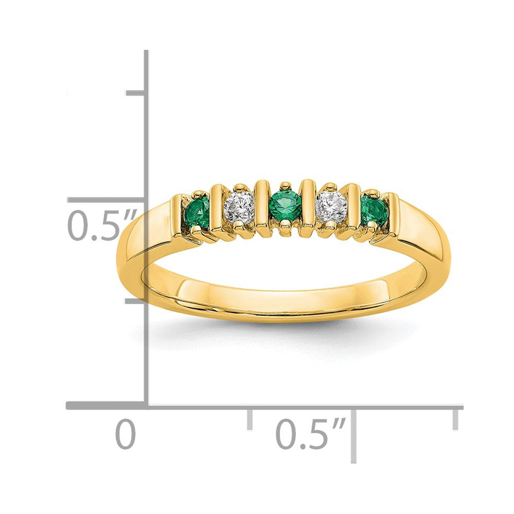 14k yellow gold real diamond w emerald band x8683e aa