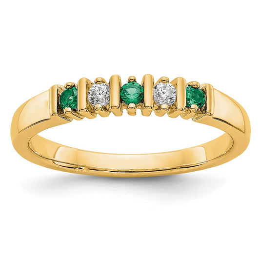 14k yellow gold real diamond w emerald band x8683e aa