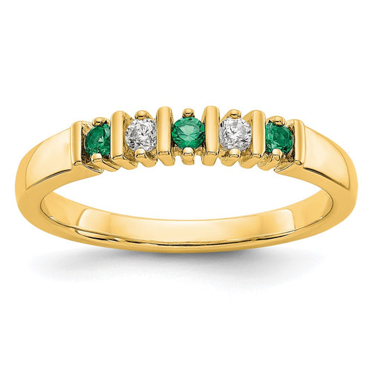 14k Yellow Gold Real Diamond w/Emerald Band