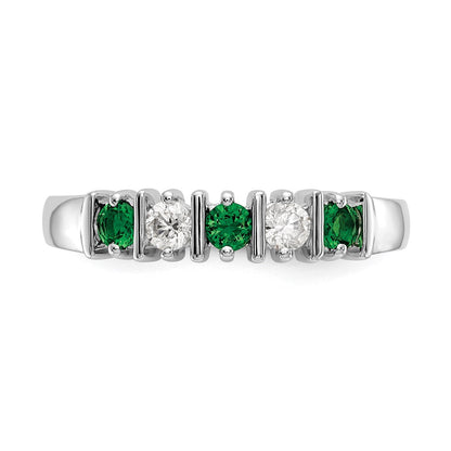 14k White Gold Real Diamond w/Emerald Band
