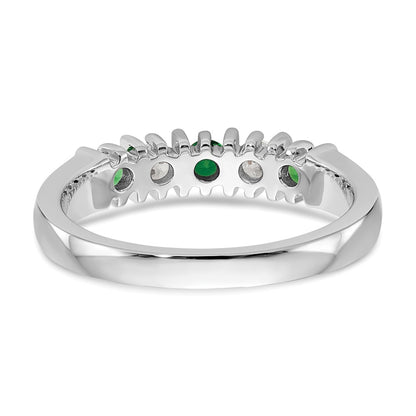 14k White Gold Real Diamond w/Emerald Band