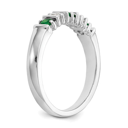 14k White Gold Real Diamond w/Emerald Band
