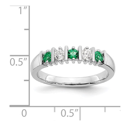 14k White Gold Real Diamond w/Emerald Band
