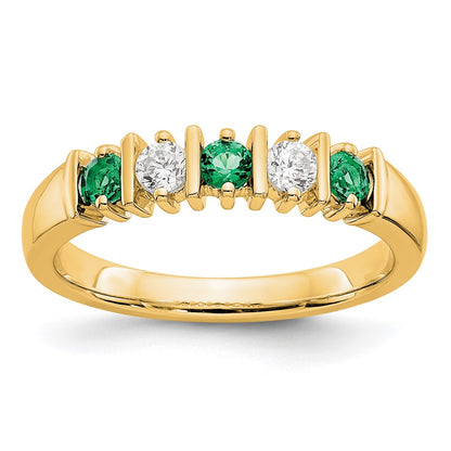 14k Yellow Gold Real Diamond w/Emerald Band