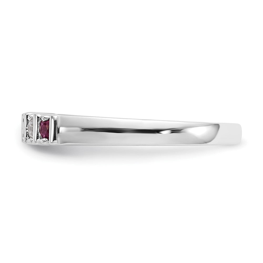 14k White Gold Real Diamond w/Ruby Band