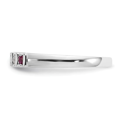 14k White Gold Real Diamond w/Ruby Band