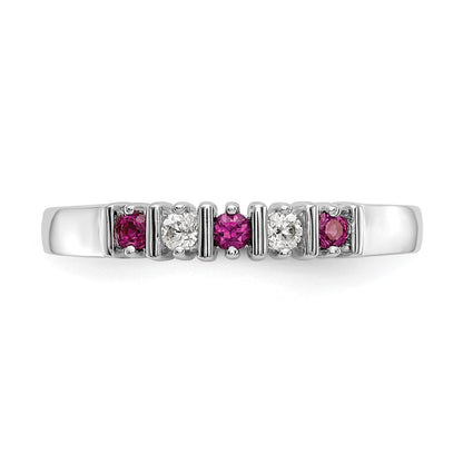 14k White Gold Real Diamond w/Ruby Band