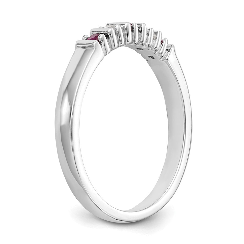 14k White Gold Real Diamond w/Ruby Band