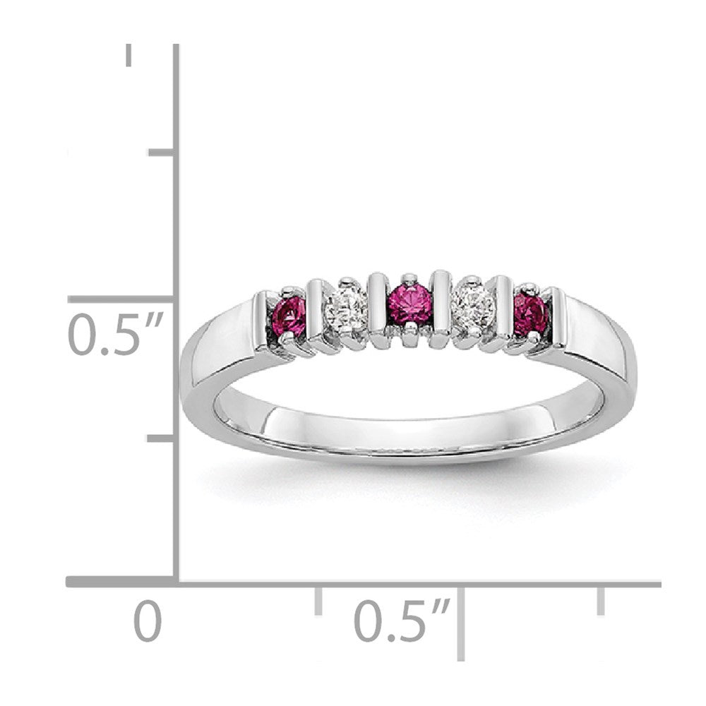 14k White Gold Real Diamond w/Ruby Band