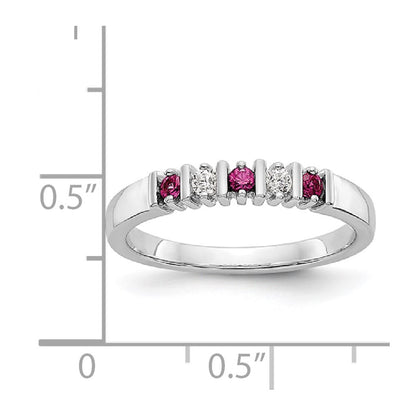 14k White Gold Real Diamond w/Ruby Band