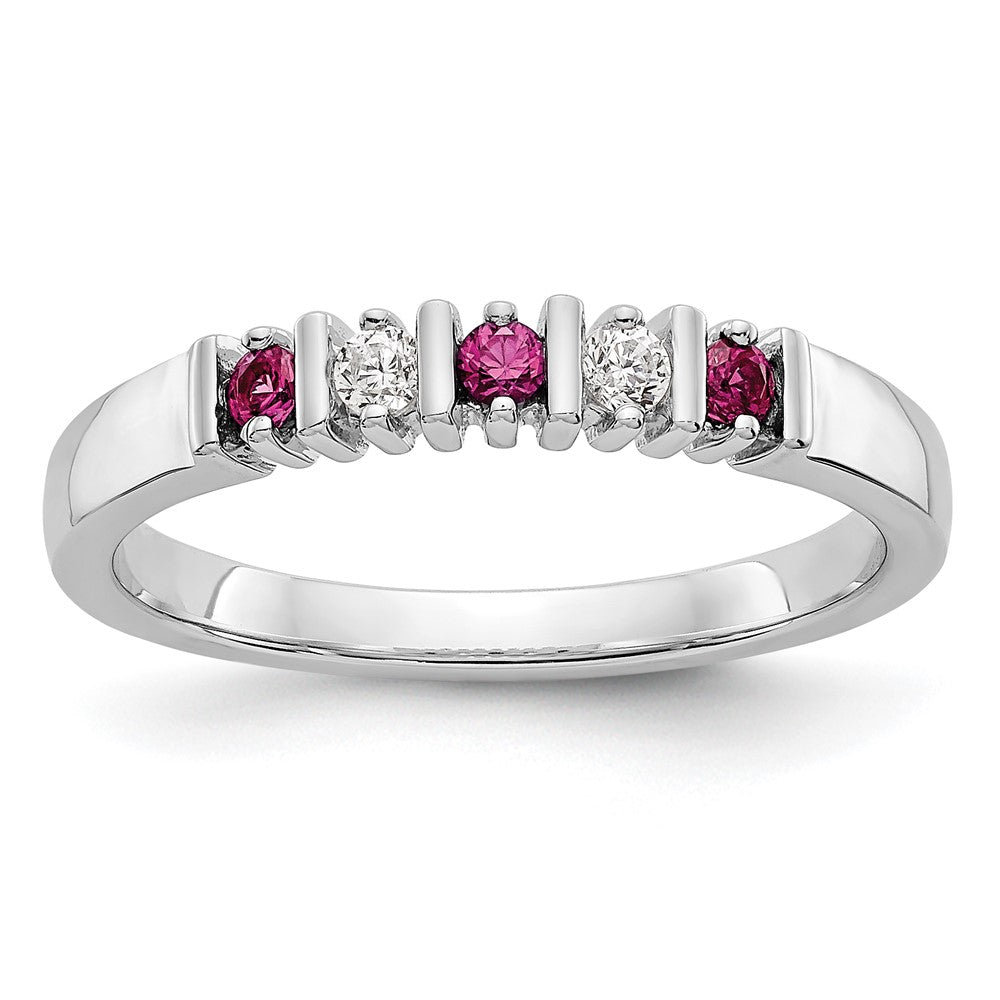 14k White Gold Real Diamond w/Ruby Band
