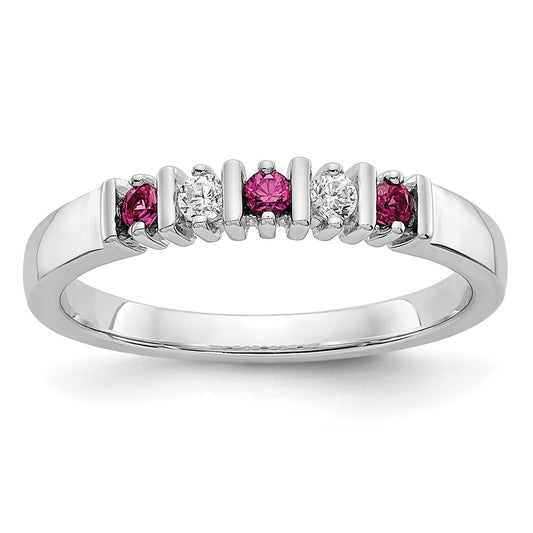 14k White Gold Real Diamond w/Ruby Band