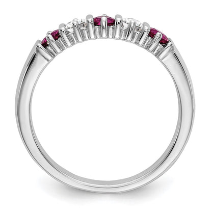 14k White Gold Real Diamond w/Ruby Band