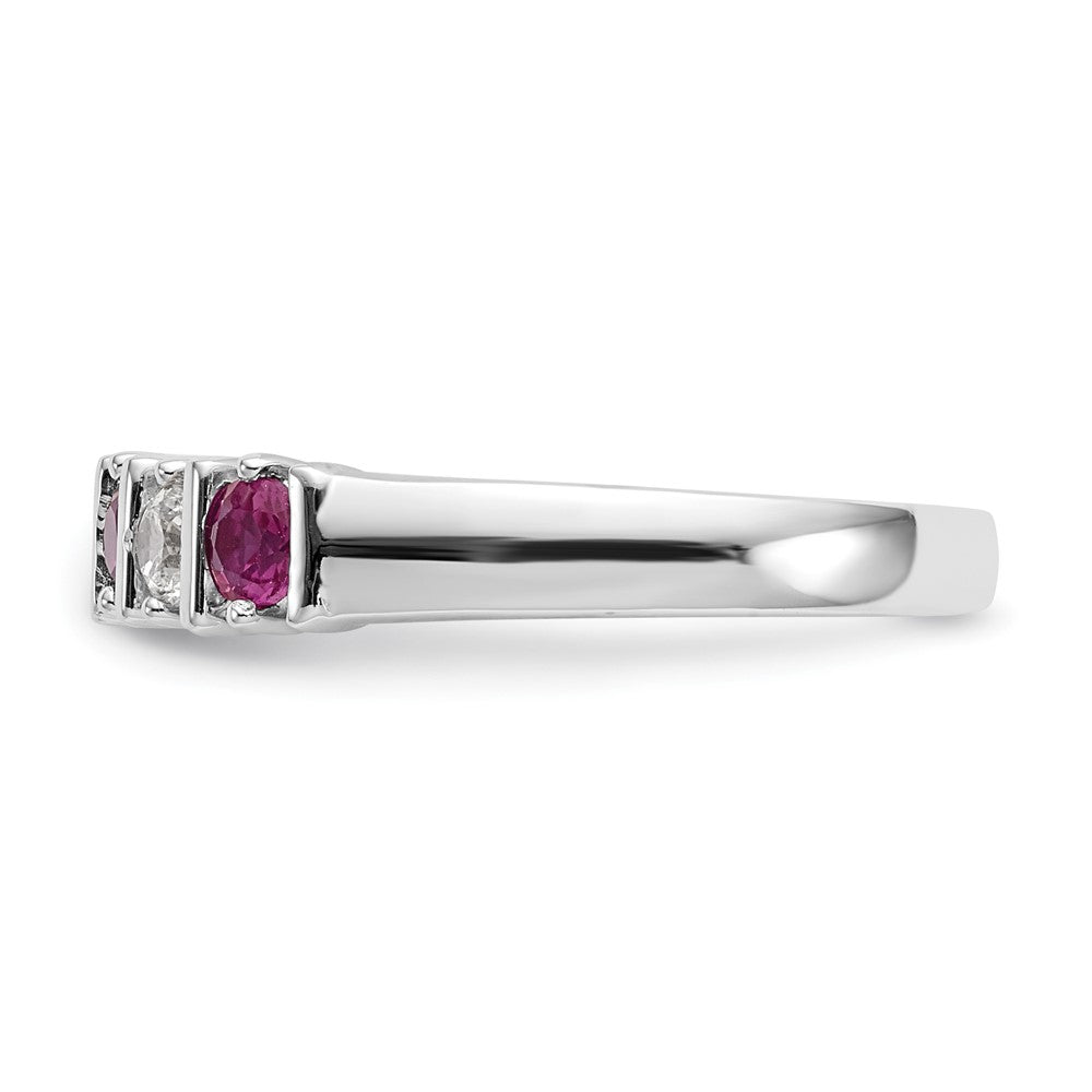 14k White Gold Real Diamond w/Ruby Band