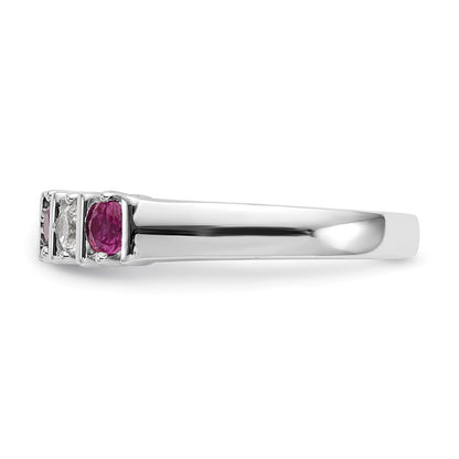 14k White Gold Real Diamond w/Ruby Band