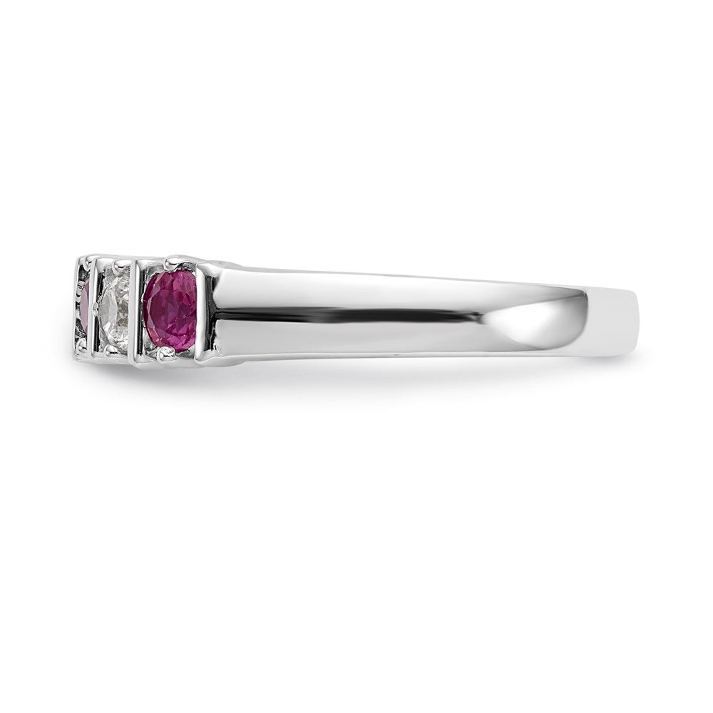 14k White Gold Real Diamond w/Ruby Band