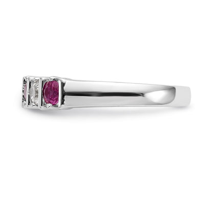 14k White Gold Real Diamond w/Ruby Band