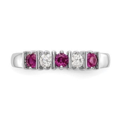 14k White Gold Real Diamond w/Ruby Band