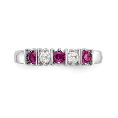 14k White Gold Real Diamond w/Ruby Band