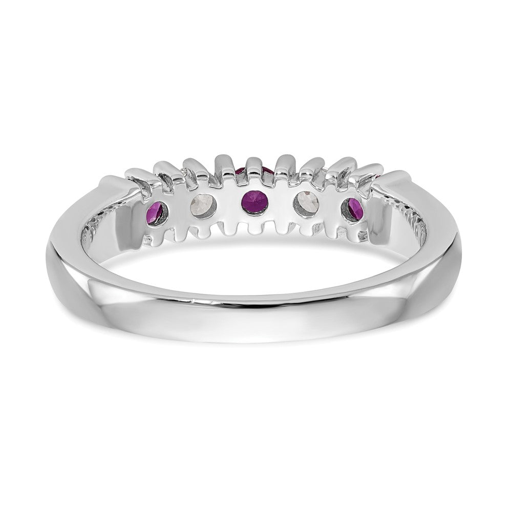 14k White Gold Real Diamond w/Ruby Band