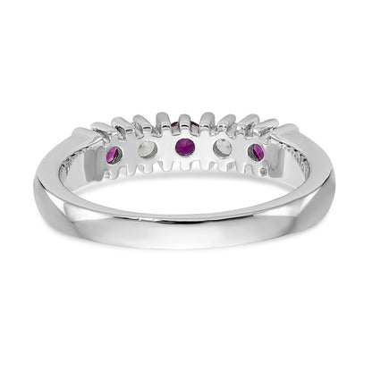 14k White Gold Real Diamond w/Ruby Band