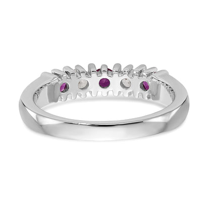 14k White Gold Real Diamond w/Ruby Band