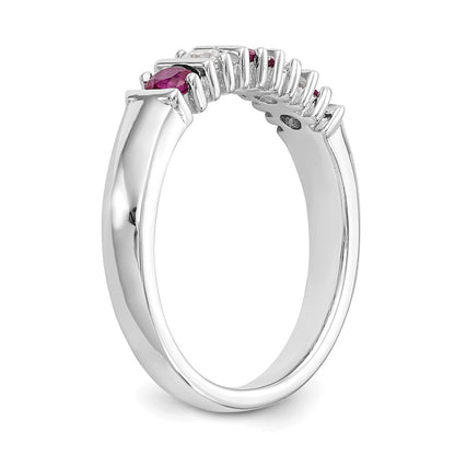 14k White Gold Real Diamond w/Ruby Band