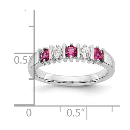 14k White Gold Real Diamond w/Ruby Band