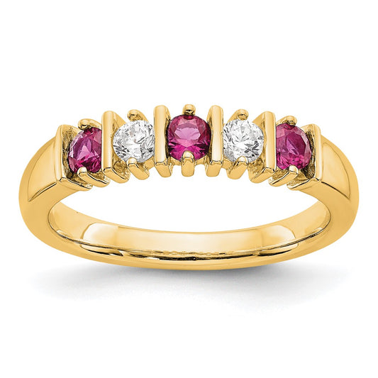 14k Yellow Gold Real Diamond w/Ruby Band