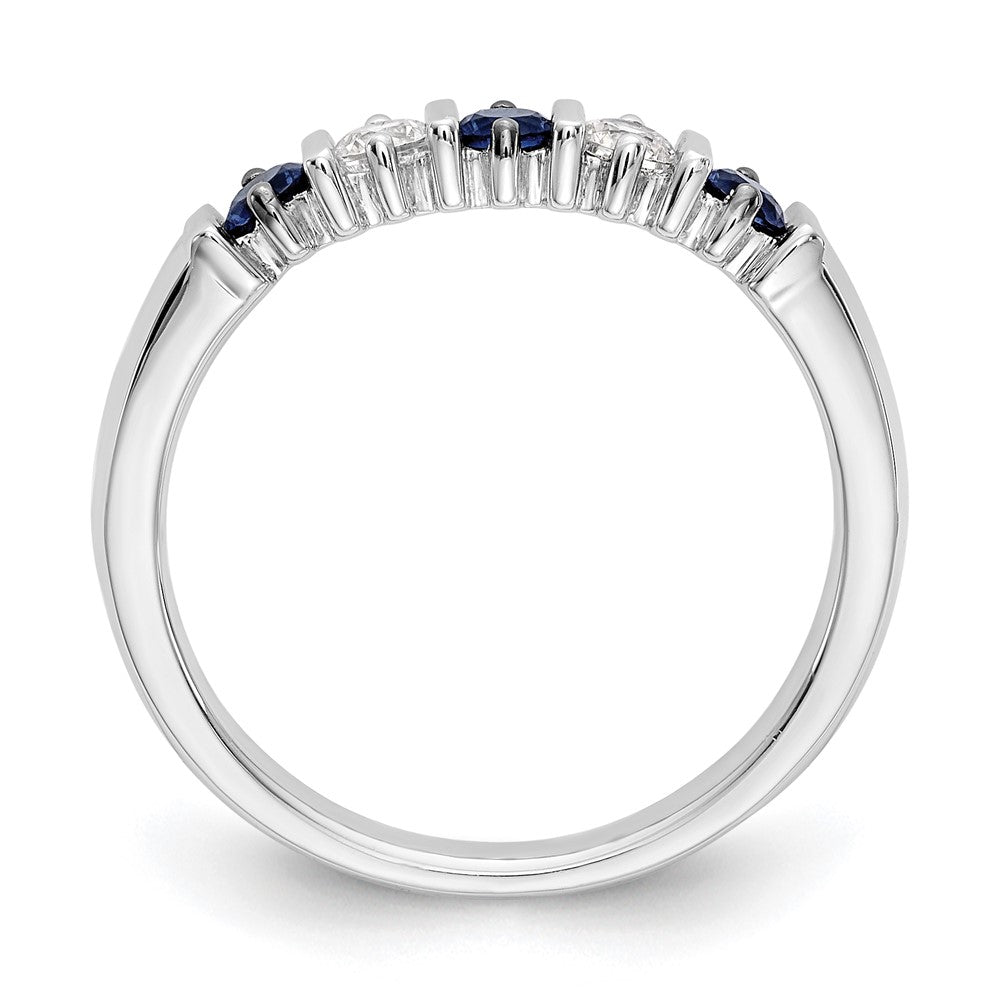 14k White Gold Real Diamond w/Sapphire Band