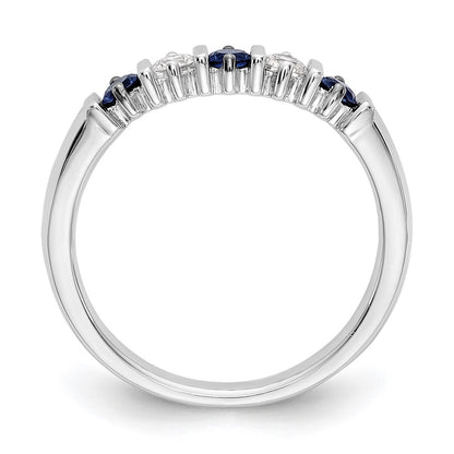 14k White Gold Real Diamond w/Sapphire Band