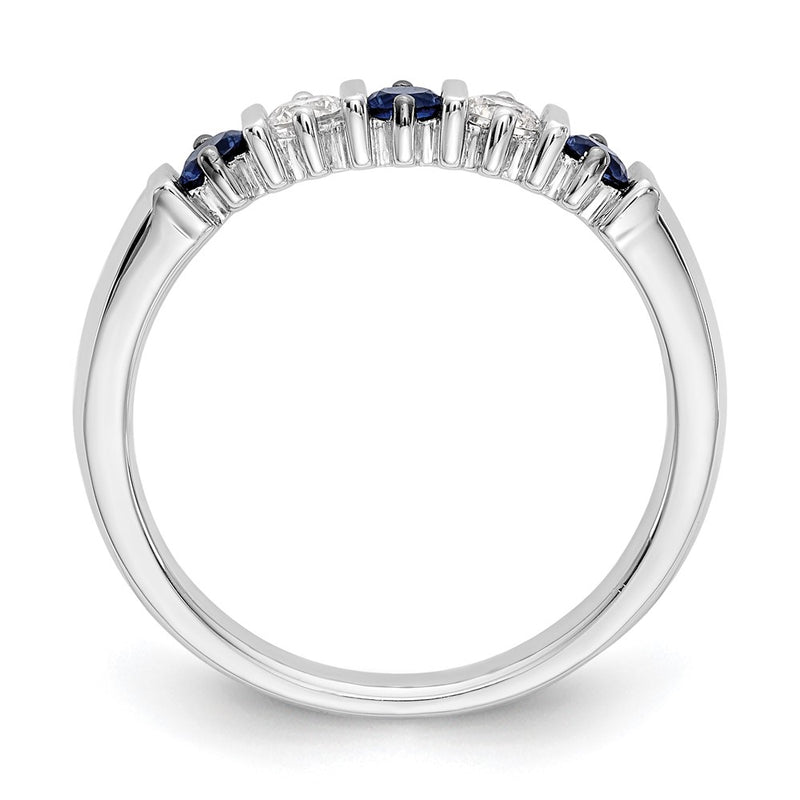 14k White Gold Real Diamond w/Sapphire Band