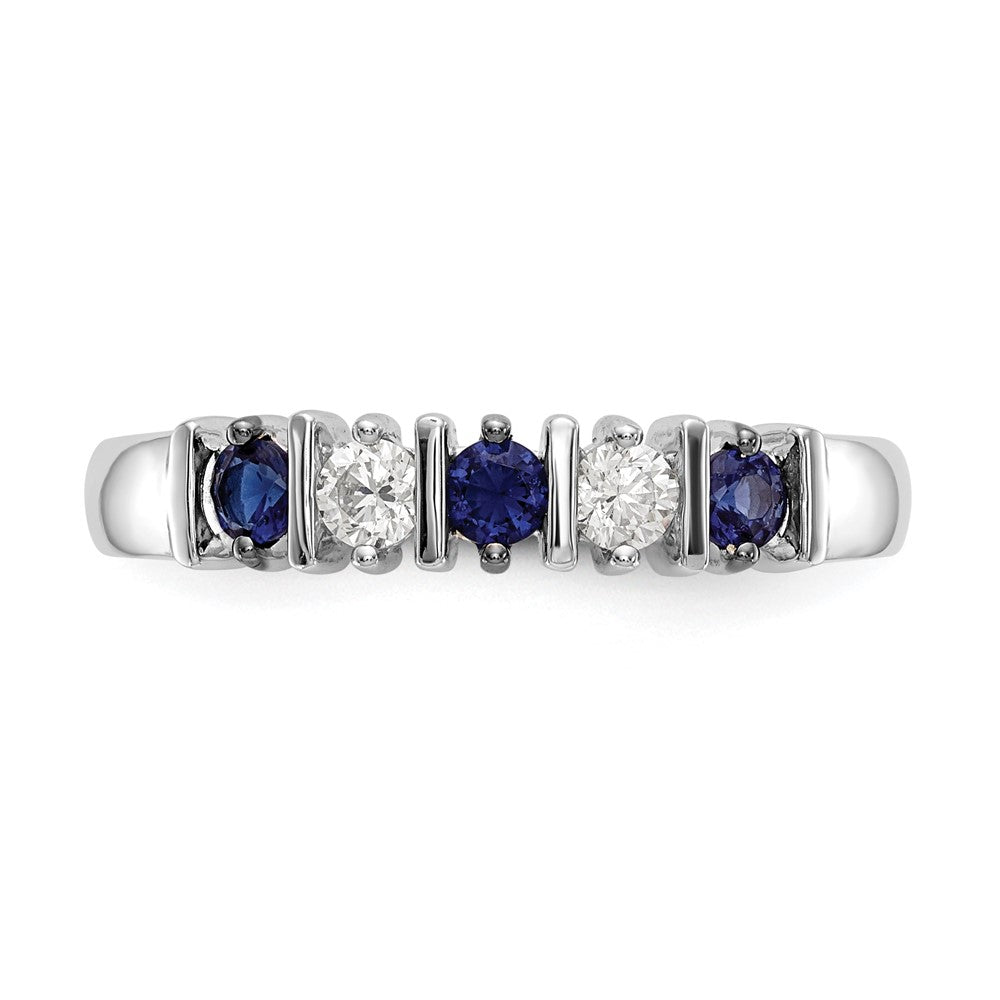 14k White Gold Real Diamond w/Sapphire Band